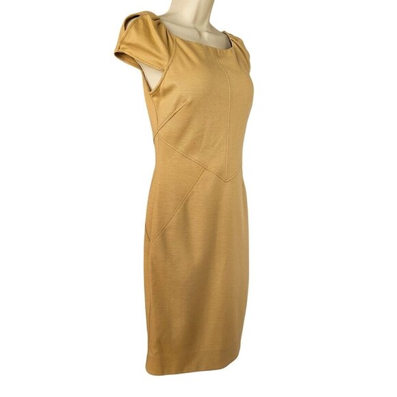 Diane Von Furstenberg Helen Wool Knit Mini Sheath Dress Size 6 Cap Sleeve Beige - Picture 1 of 10